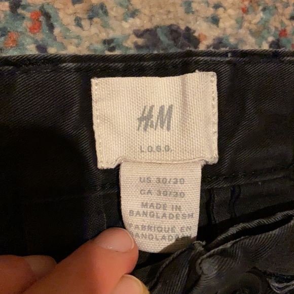 🛍 H&M Men’s 30x30 Work Pants Black Chinos w/ Bleach Spots & Splatters - Picture 5 of 8